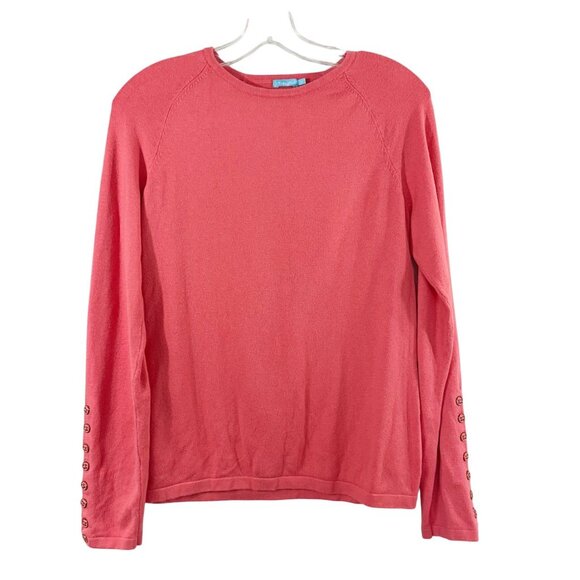 J. McLaughlin Coral Crewneck Pullover Sweater Button Cuffs - Size Medium - Picture 1 of 8
